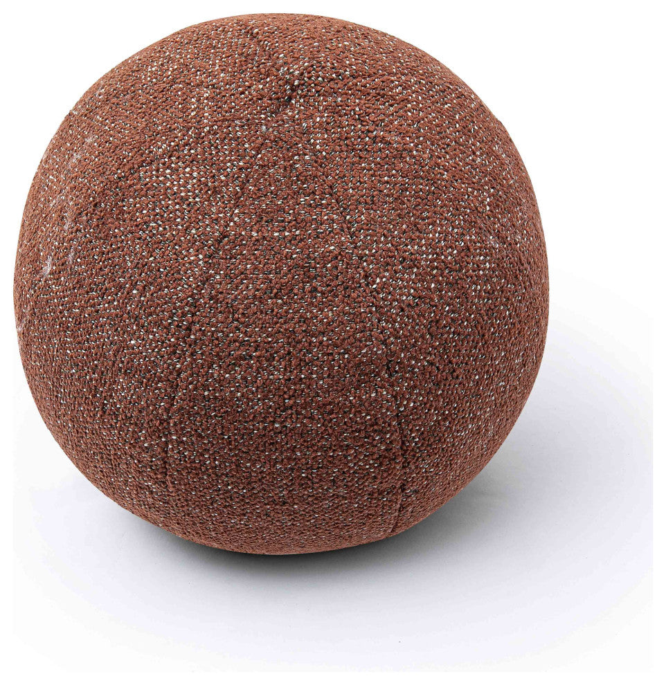 Boba Round Pillow, Red Sedona Basketweave Textured, 9"