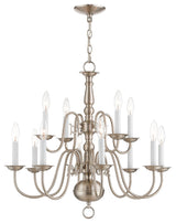 Williamsburgh Chandelier, Antique Brass and Brushed Nickel