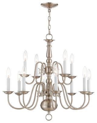 Williamsburgh Chandelier, Antique Brass and Brushed Nickel