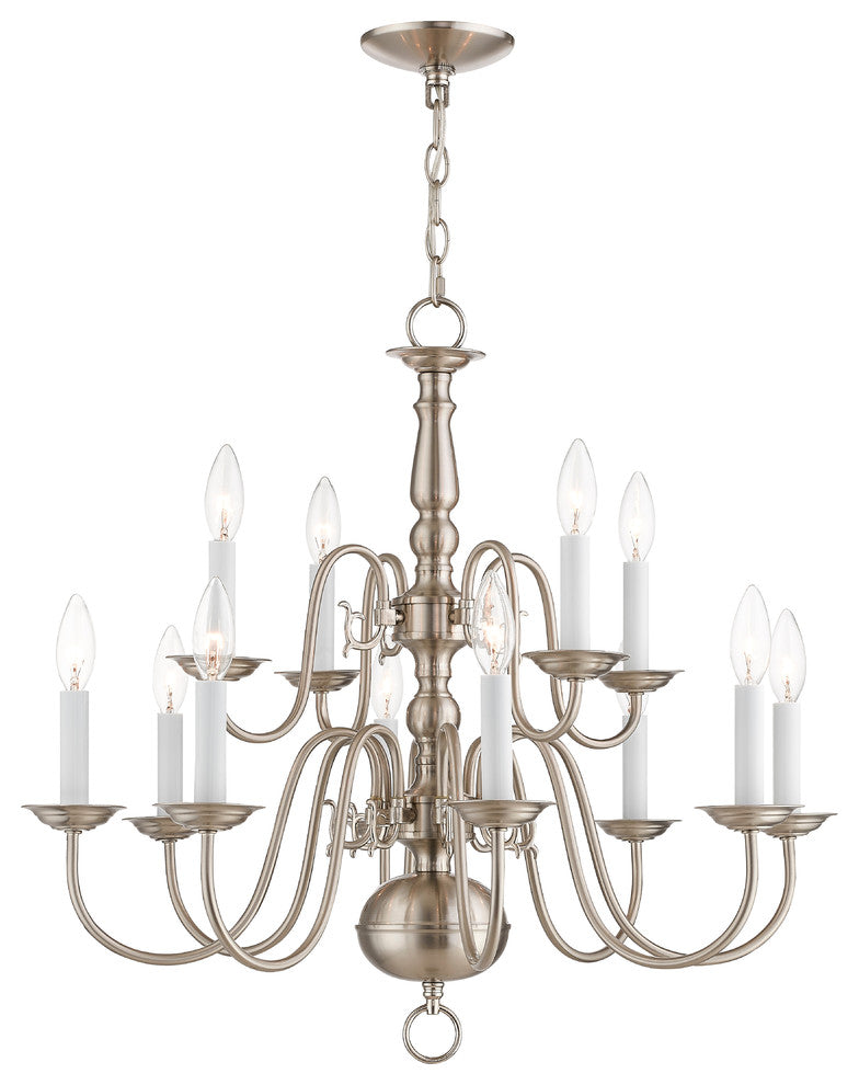 Williamsburgh Chandelier, Antique Brass and Brushed Nickel