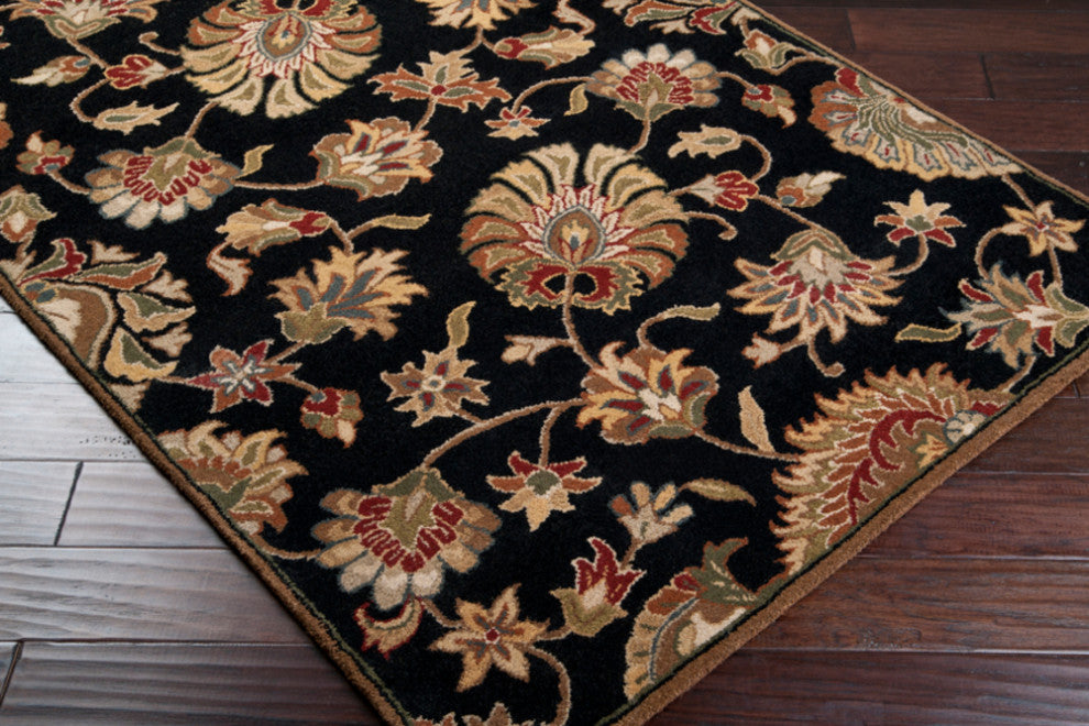 Surya Caesar CAE-1027 Traditional Area Rug, Black, 4' x 6' Rectangle