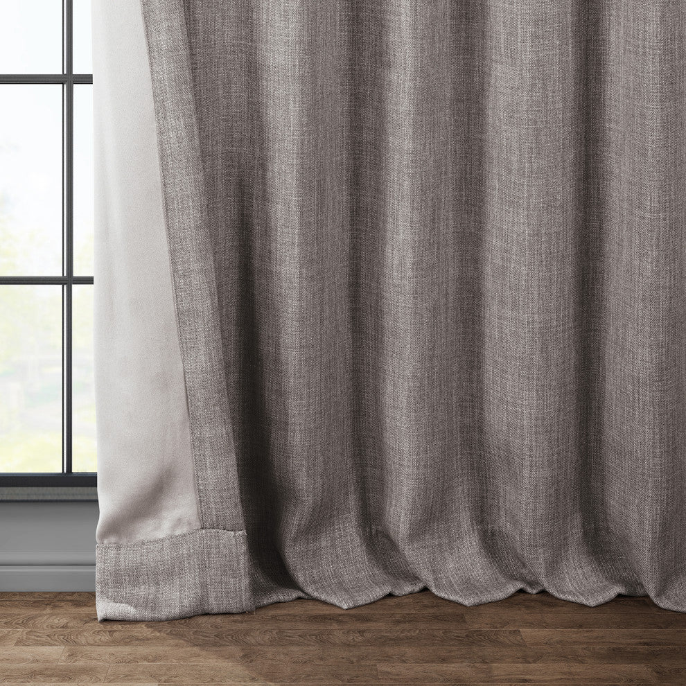 Faux Linen Darkening Curtain Single Panel, Mink, 50"x96"