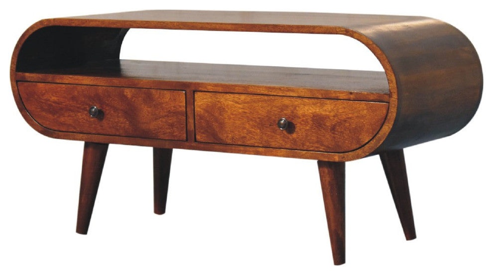Chestnut Circular TV Stand