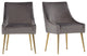 Modrest Castana Modern Gray Velvet and Gold Dining Chair, Set of 2
