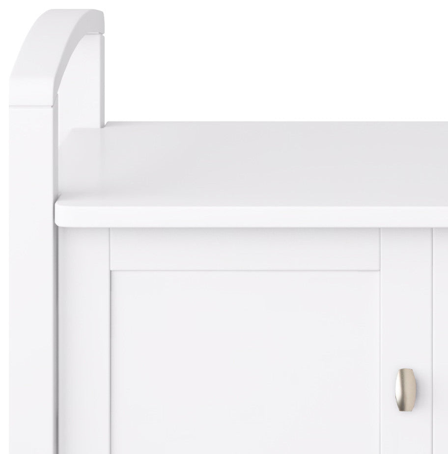 Warm Shaker Solid Wood 44" Rustic Entryway Storage Bench, White