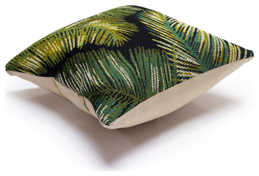 Marina Palm Border Indoor/Outdoor Pillow Black 18"x18"