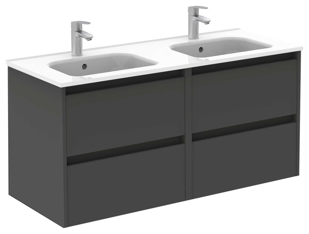 Modern Floating Bath Vanity Sensation Grey, 48" Double Sink