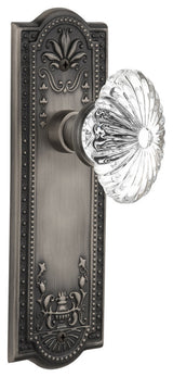 Double Meadows Plate With Oval Fluted Crystal Knob, Antique Pewter