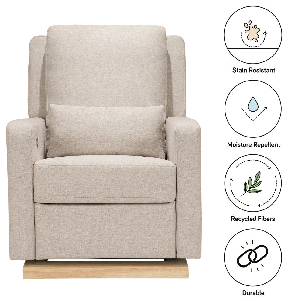 Sigi Electronic Recliner and Glider, Boucle With USB port, Performance Beach Eco-Weave