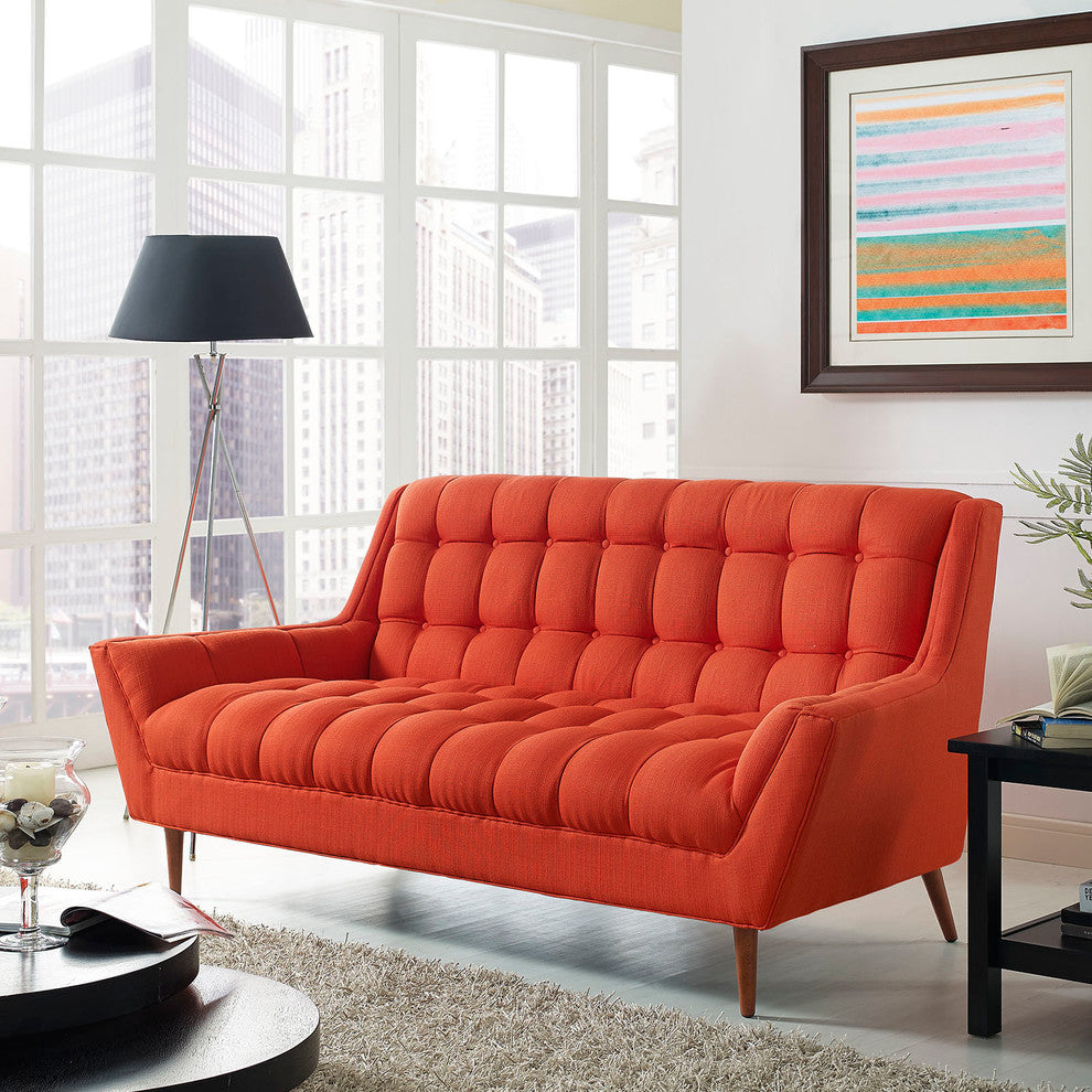 Modern Contemporary Fabric Loveseat , Red, Fabric