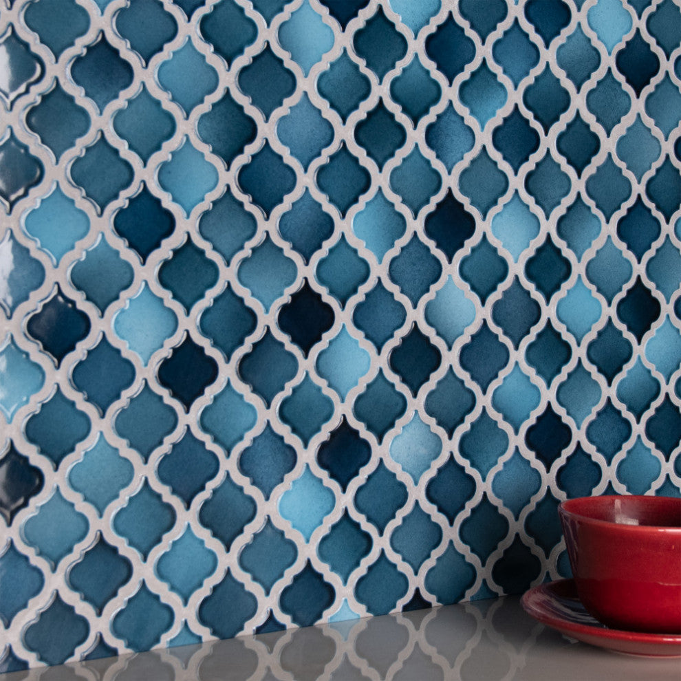 Hudson Tangier Mosaic Floor and Wall Tile, Glacier