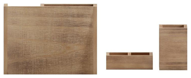 Comerford 3 Piece Metal and Wood Organizer Set, Rustic Brown