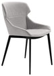 Nantes Modern Dining Chair, Matte Black Finish and Gray Fabric, Set of 2