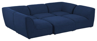 Miramar Linen Textured Fabric  6-Piece Modular U-Shaped Sectional, Navy