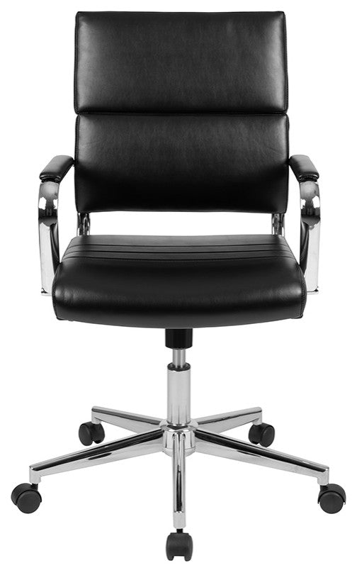 Mid-Back Black LeatherSoft Panel Executive Swivel Office Chair