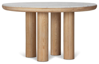 Pillar Marble Oak Dining Table