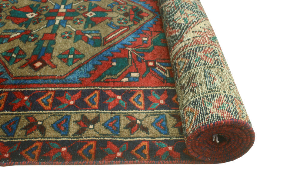 Fine Vintage Distressed Nooman Red/Navy Runner, 3'10 x 11'6