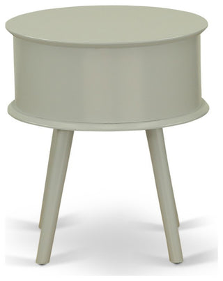 Gordon Round Night Stand End Table With Drawer, Urban Gray Finish