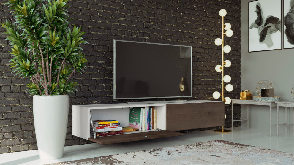 LIDO RTV TV Stand, White/Beech