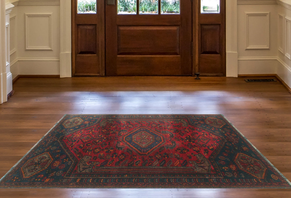 Fine Vintage Distressed Alethya Red Rug