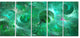 Green Fractal Glass Texture, Abstract Canvas Art Print, 60"x28", 5 Panels