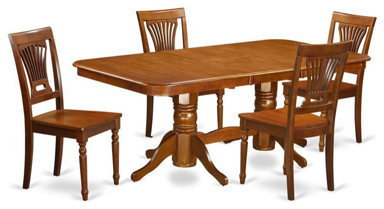Napl5-Sbr-W, 5-Piece Dining Room Set Dining Table and 4 Dining Chairs