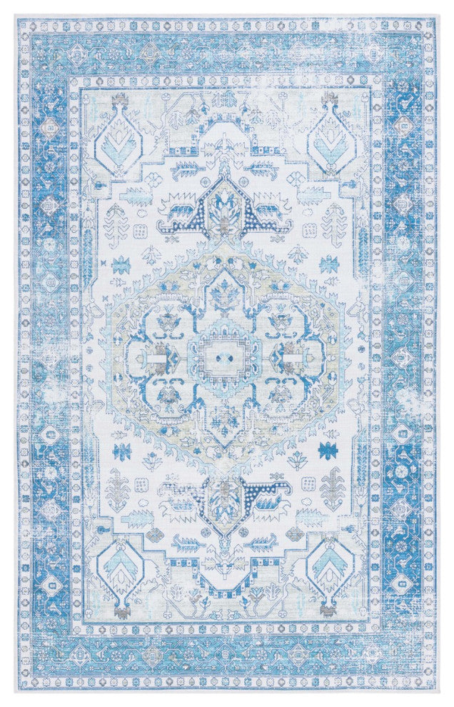 Safavieh Arizona Machine-Washable Collection ARZ105 Rug, Beige/Blue, 4'x6'