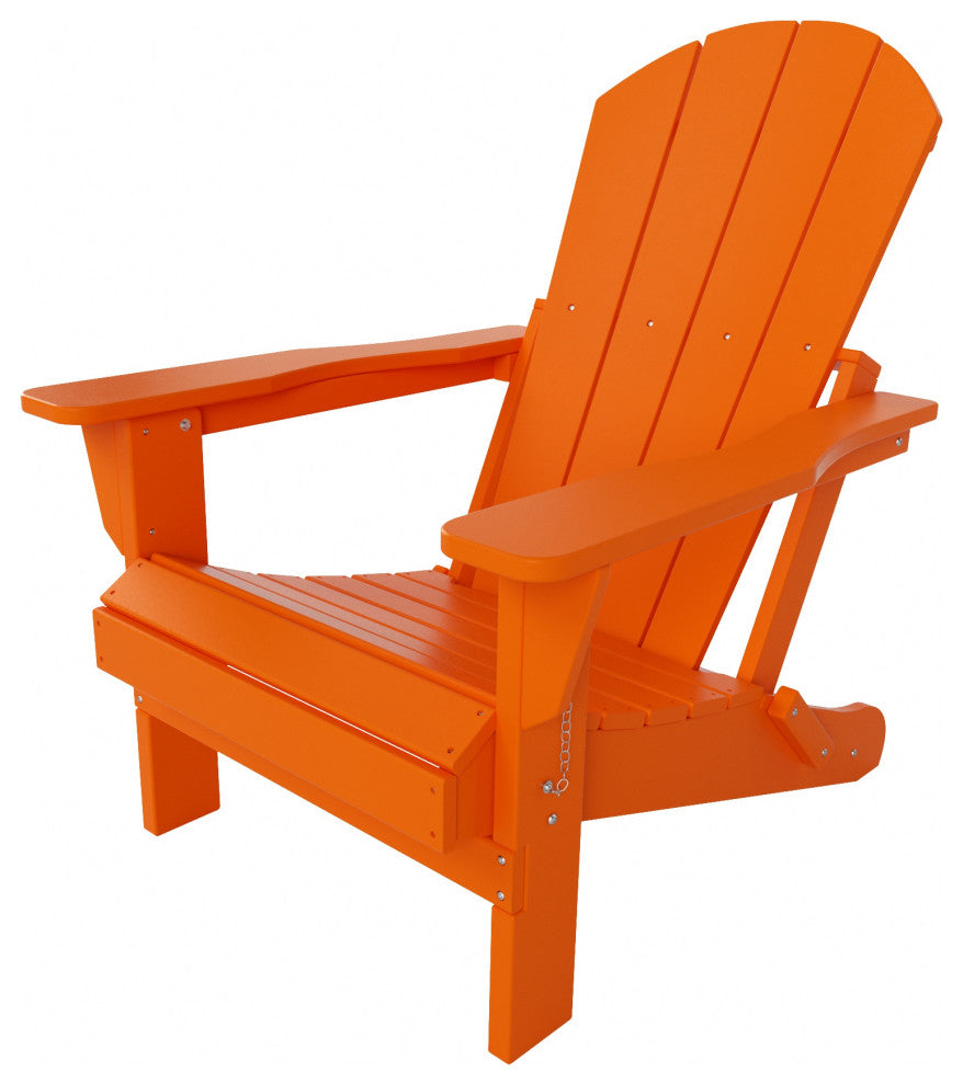 HDPE Outdoor Patio Folding Poly Adirondack Chair, Orange