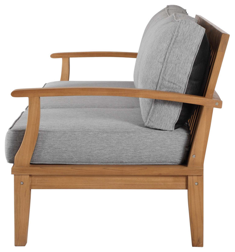 Lounge Sofa, Wood, Brown Natural Gray, Modern, Outdoor Patio Balcony Garden