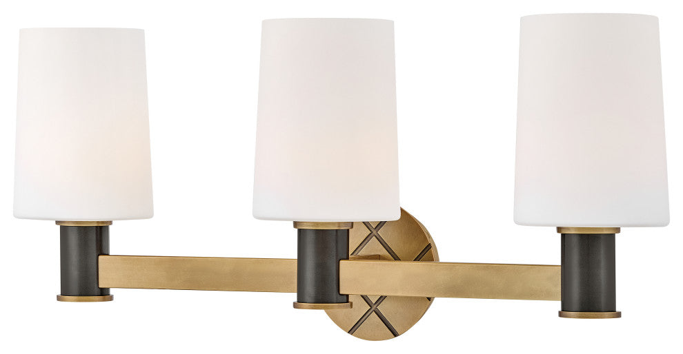 Hinkley Declan Medium Three Light Vanity, Heritage Brass