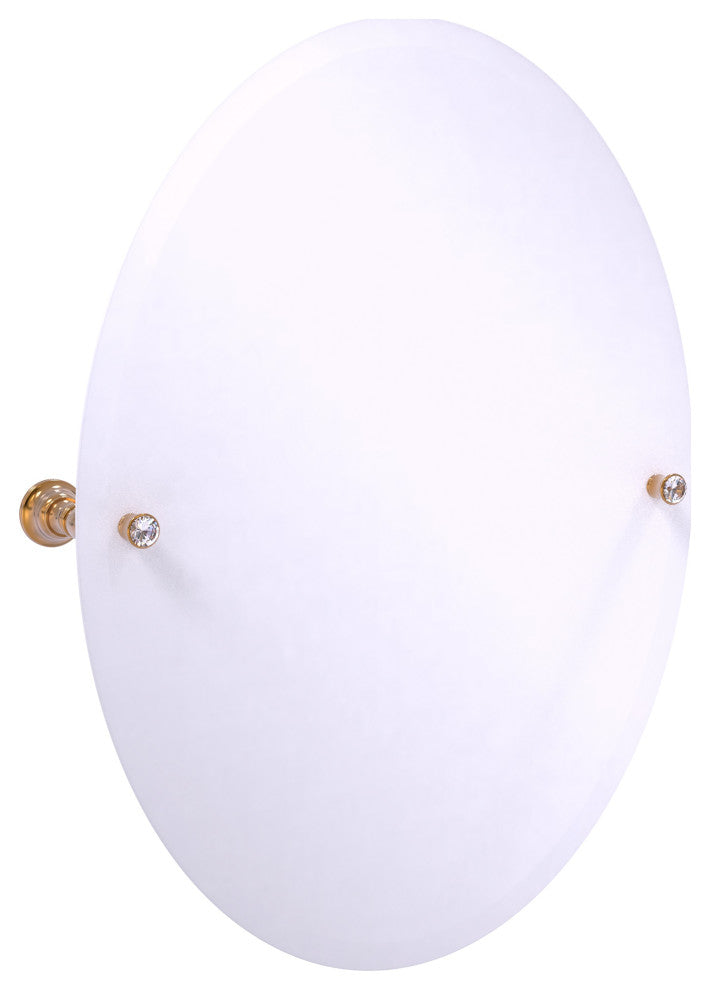 Carolina Crystal Frameless Oval Tilt Mirror with Beveled Edge, Brushed Bronze