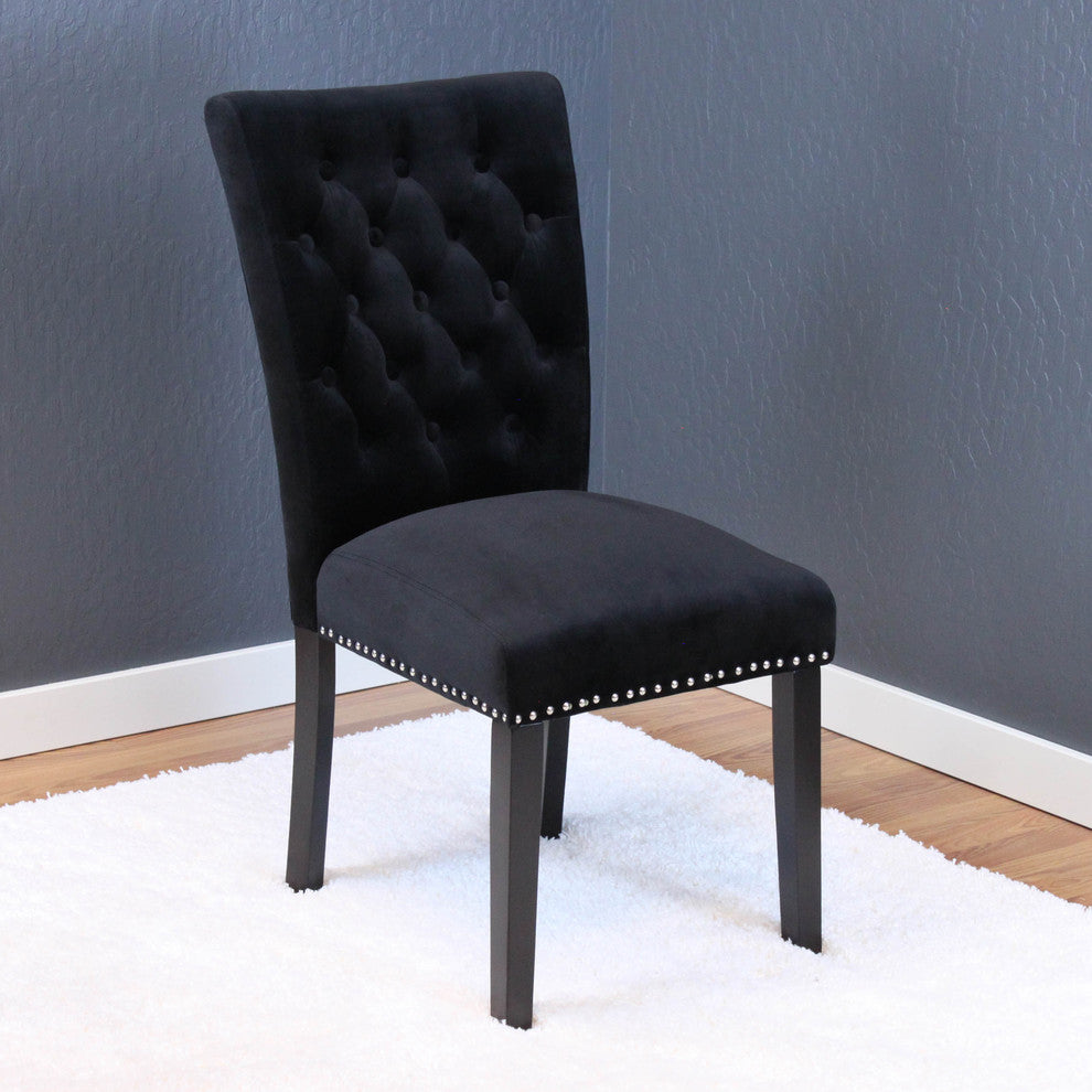 Markelo Dining Chair, Black, Velvet, Set of 2