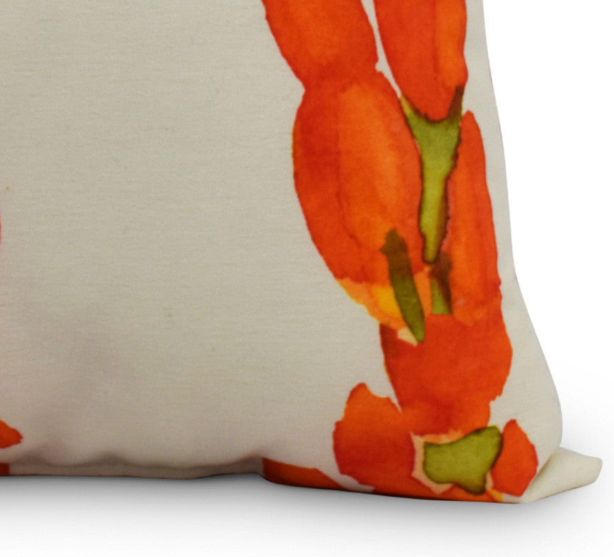 Sunset Tulip Stripe Decorative Floral Throw Pillow, Orange, 20"