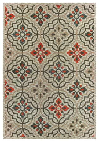 Oriental Weavers Latitude Grey/ Orange Geometric Indoor/Outdoor Rug 7'10"X10'