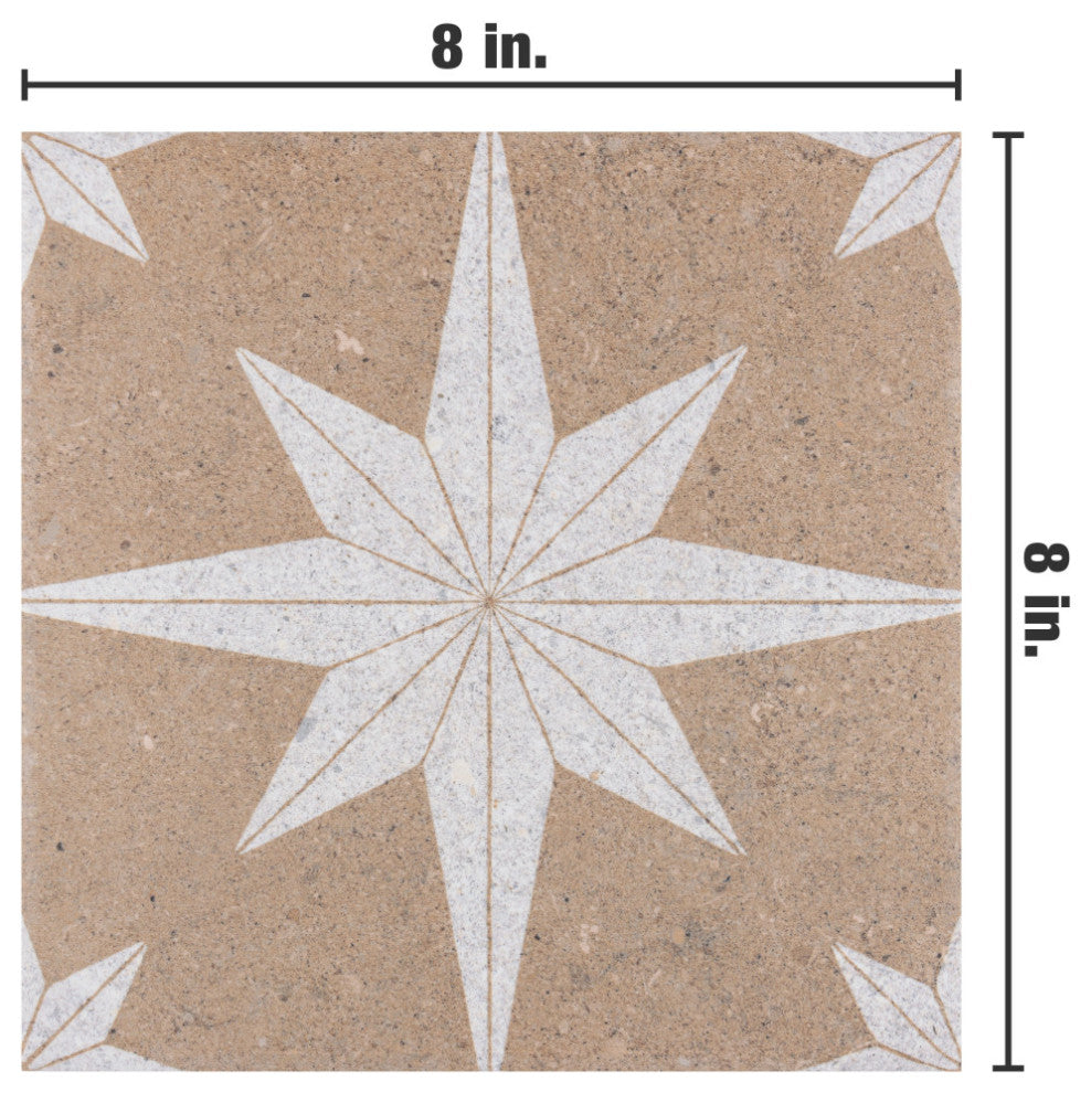SomerTile Compass Star 8 in. x 8 in. Porcelain Floor and Wall Tile