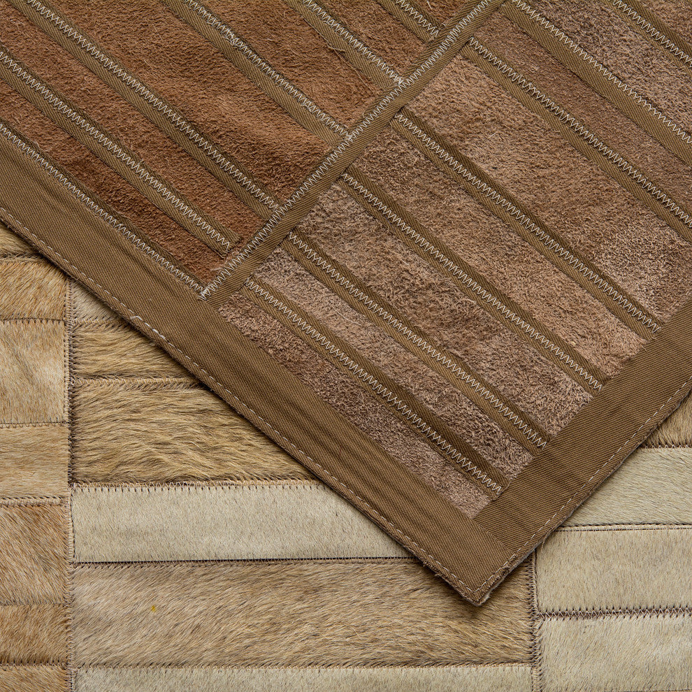 Cowhide Patchwork Rug, Adonis, Ombre Mink, 10'x14'