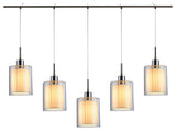 Alaina 5L Linear Pendant, Clear Glass/Off-White Pleated Shade