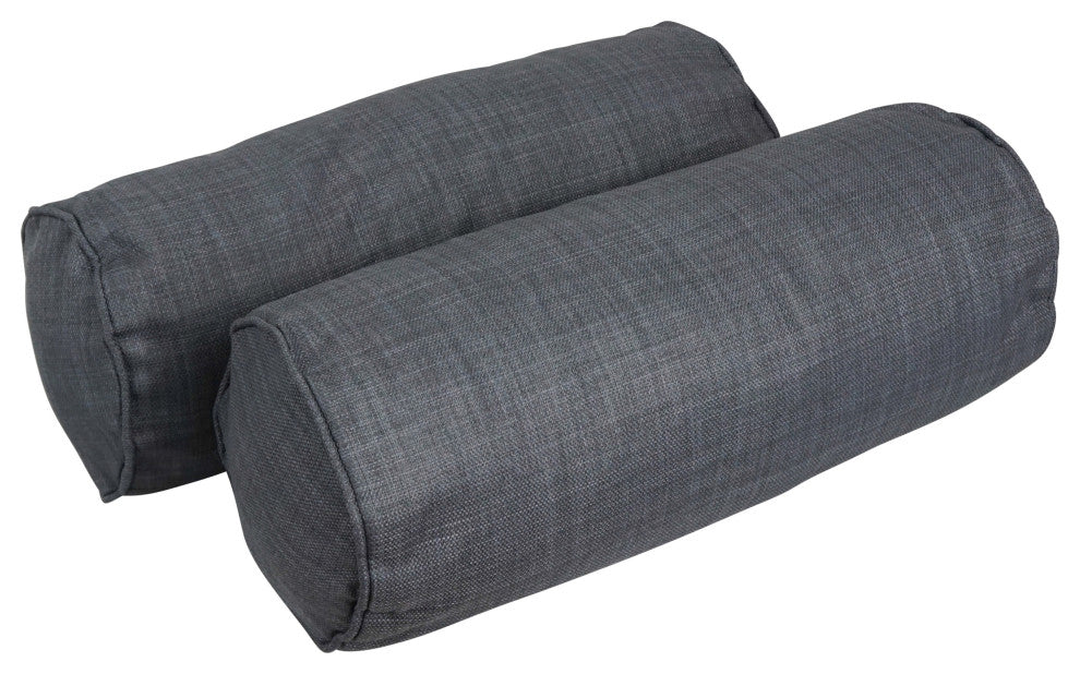 20"X8" Double-Corded Polyester Bolster Pillows With Inserts, Set of 2, Cool Gray
