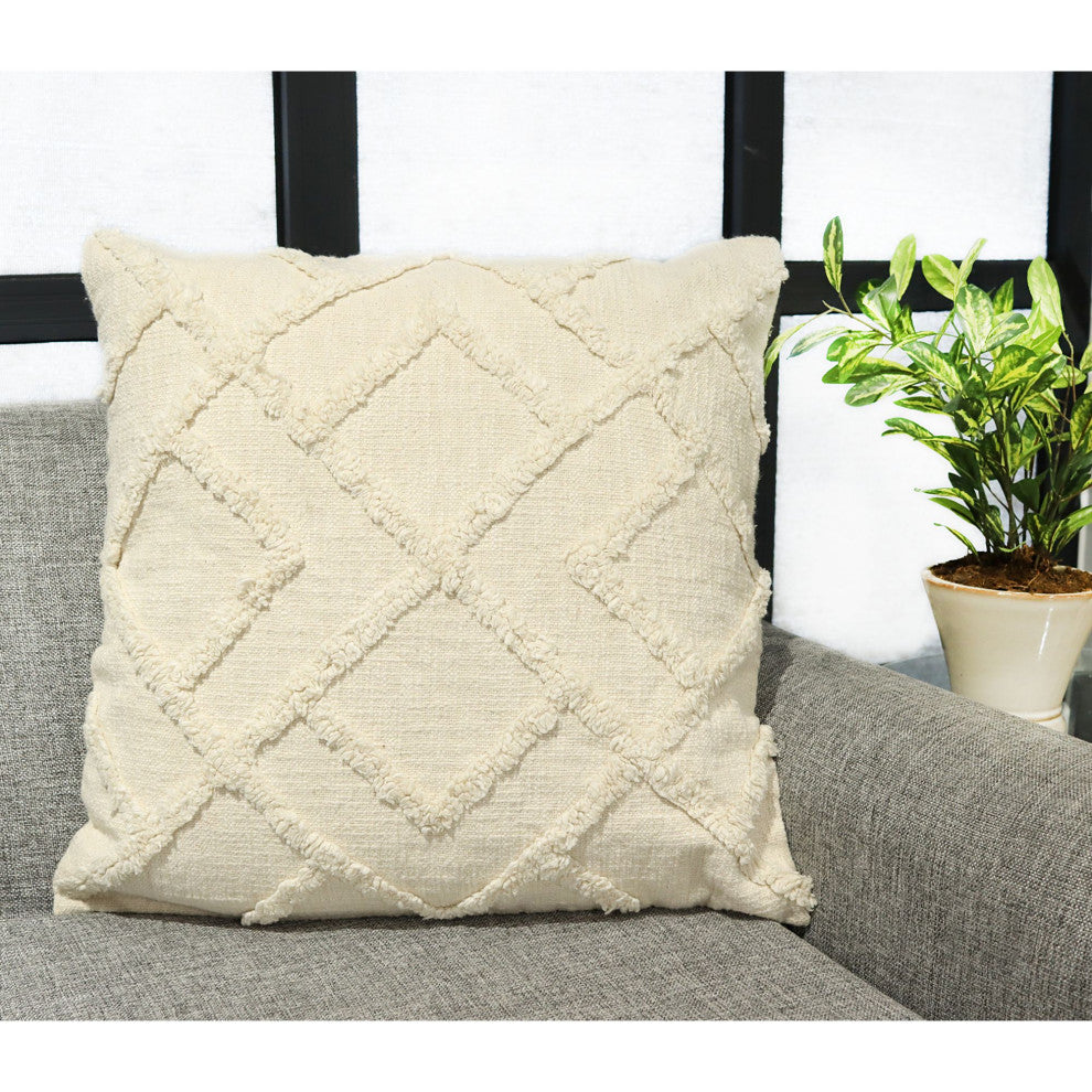 Natural Hand-Woven Bagwell Throw Pillow, 20" x 20"