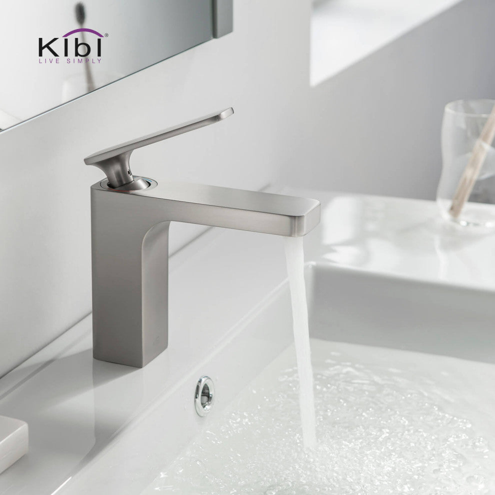 Infinity Single Handle Bathroom Faucet KBF1006, Brush Nickel, W/ Drain