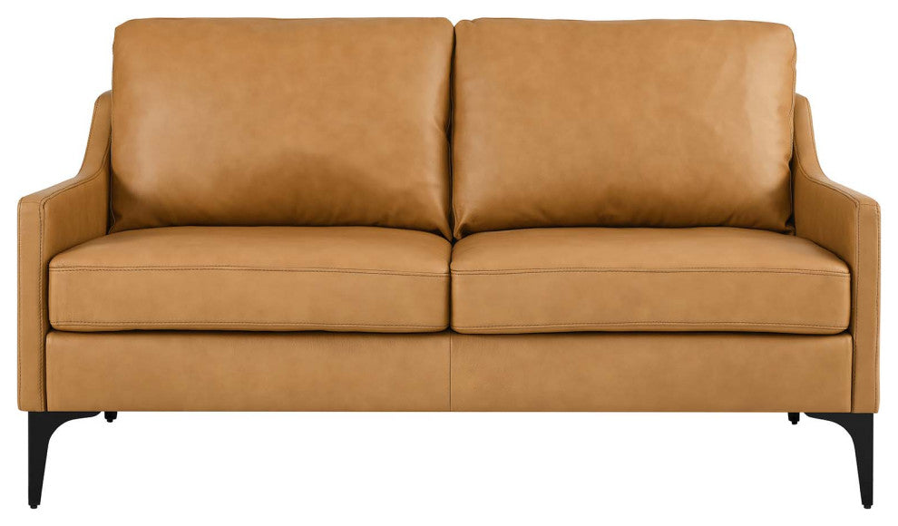 Corland Leather Loveseat, Tan