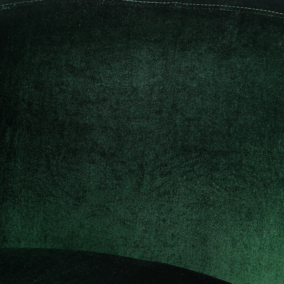 Alice Velvet Barrel Accent Chair With Metal Base, Green and Gold