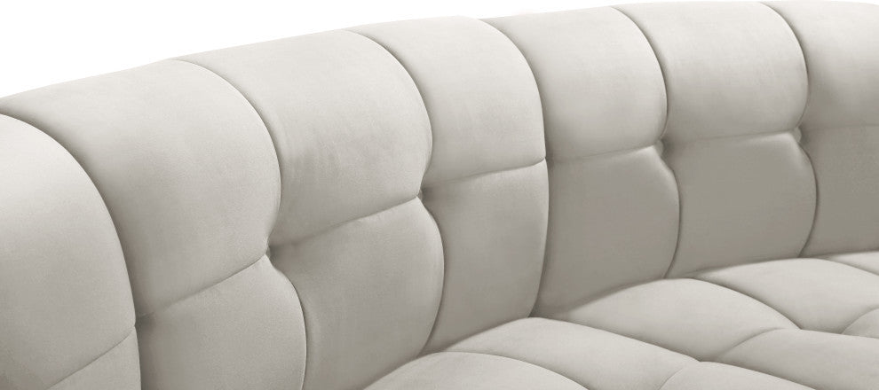 Limitless Velvet Upholstered 7-Piece Modular Sectional, Cream