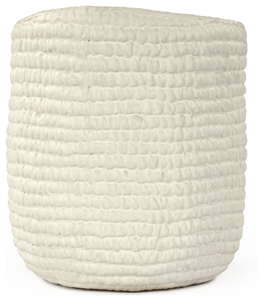 White Cross Weave Vase Small