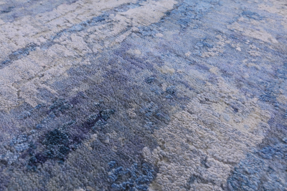 Hand Knotted Modern Wool and Silk Rug 8' 11" X 12' 1" Q7148