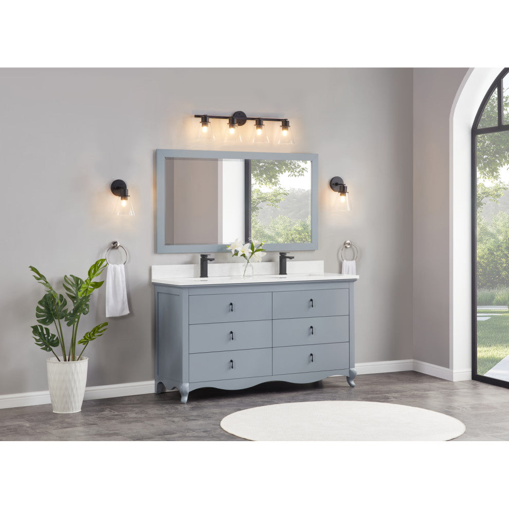 Legion Furniture WS2512 Series Bathroom Sink Vanity, Cadet, 60", Artificial Stone Top, Double Sink