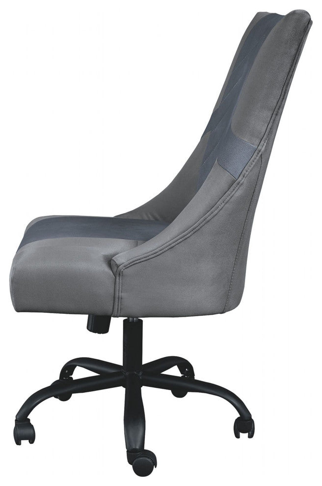 Benzara BM210815 Leatherette Wooden Frame Swivel Gaming Chair, Gray and Black