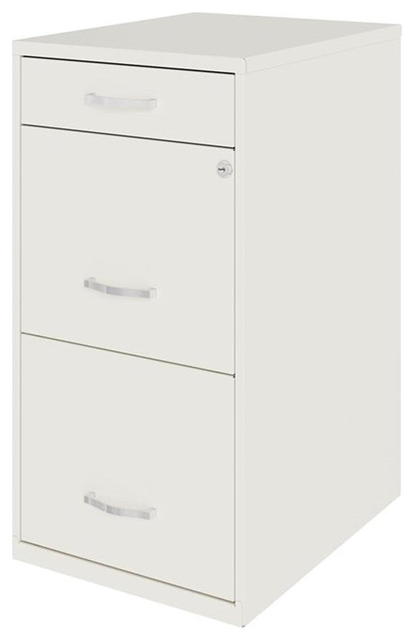 Space Solutions 18in Deep 3 Drawer Metal Organizer File Cabinet Pearl White