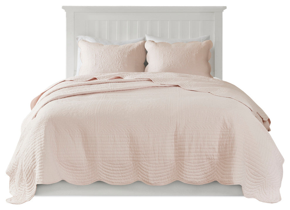 Madison Park Tuscany 3 Piece Reversible Scalloped Edge Quilt Set