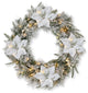 24"D Pre-Lit Snow Flocked Pine Poinsettia Christmas Wreath with 50 Lights